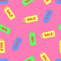 Sales tags seamless pattern background