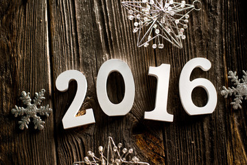 Room 2016 on the wooden background