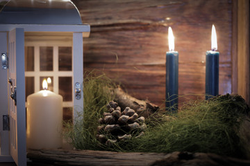 Fototapeta na wymiar romantic candlelight Christmas