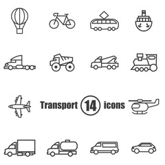 Transport set of 14 icons in a flat style