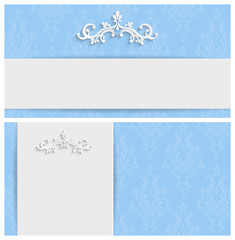 Vector Blue Floral 3d Background. Template for Christmas and Invitation Cards