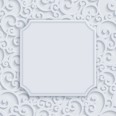 Vector 3d Vintage Invitation Card with Floral Damask Pattern