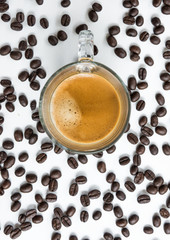 Hot espresso with soft crema