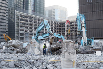 Building demolition site in Tokyo, Japan