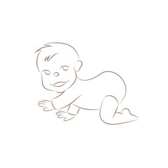 Vector illustration of a cute crawling baby.