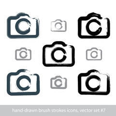 Set of realistic ink hand-drawn stroke vector digital camera