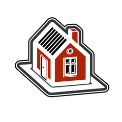 Simple village mansion icon, vector abstract house. Country hous