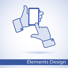 Hands businessman showing how to work on your touch phone.