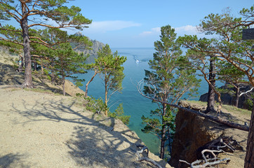 The picturesque coastline of the western coast of Lake Baikal. Top view