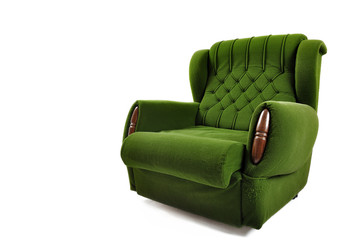 Green Sofa isolated on white studio shot