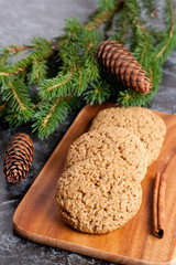 delicious oatmeal cookies and fir branches