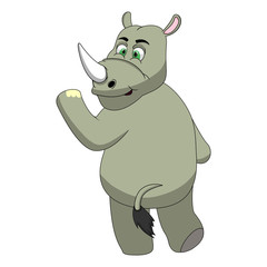 Obraz na płótnie Canvas Rhinoceros Cartoon Vector Illustration