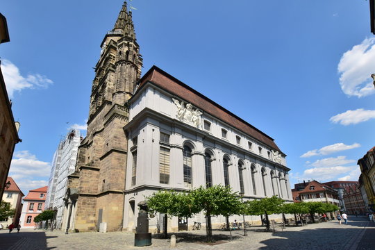 Ansbach, Germany - Street view with historic buildings in Ansbach, Bavaria, region Middle Franconia, South Germany