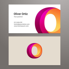Modern letter O twisted Business card template