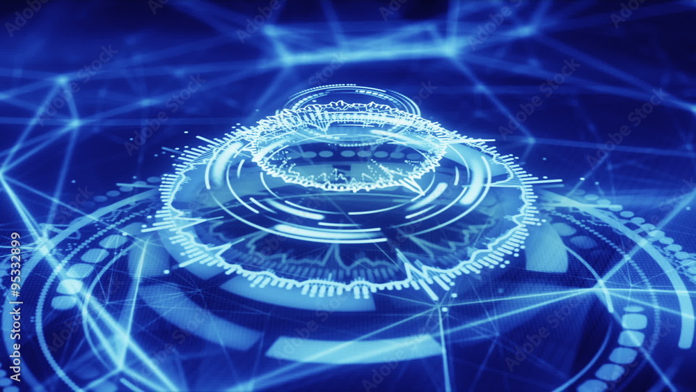 Poster blue futuristic circle shape abstract loopable animation