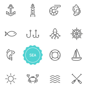 Set of Sea Food Vector Illustration Elements can be used as Logo or Icon in premium quality