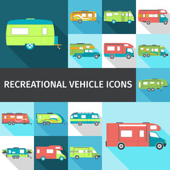 Recreational Vehicle Flat Icons