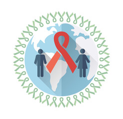 World AIDS day. Concept with globe and ribbon