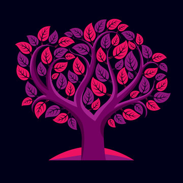 Vector illustration of tree with decorative leaves and branches