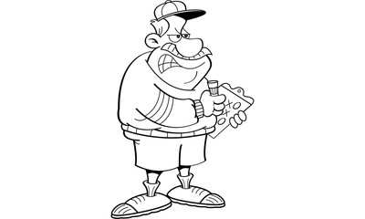 Black and white illustration of an angry coach holding a clipboard.