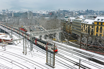 Zugeinfahrt in Bern, Schweiz