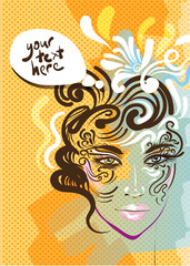 Beautiful female face, vector illustration