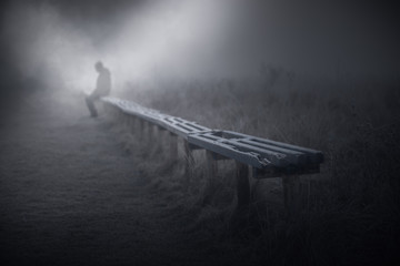 Mysterious silhouette (Focus on the bench)
