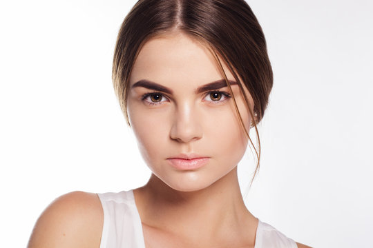 Face of girl with light makeup