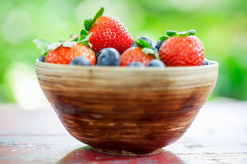 Bowl of Strawberries and Blueberries