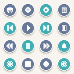 Media player web icons set