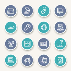 Computer components web icons set