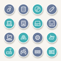 Computer components web icons set