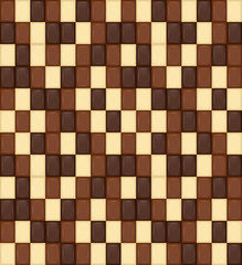 Seamless Pattern. Realistic Chocolate Bar Pieces. Milk, Dark, Wh