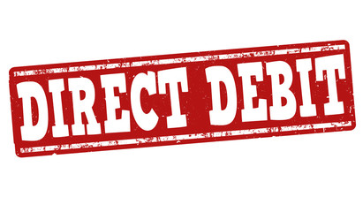 Direct debit grunge rubber stamp on white background, vector illustration