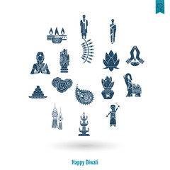 Diwali. Indian Festival Icons