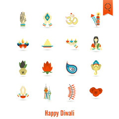 Diwali. Indian Festival Icons