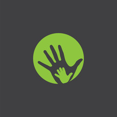 Fototapeta na wymiar hand palm in palm cut identity template icon