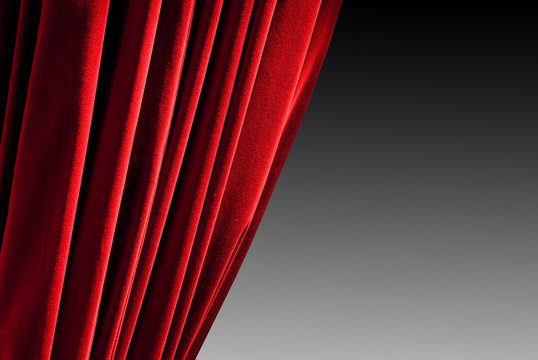 Red closed curtain - isolated