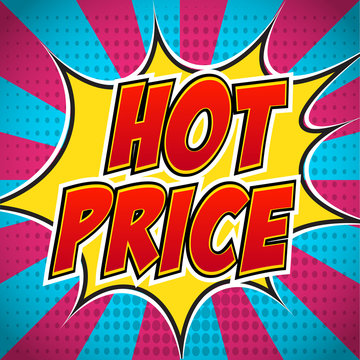 Comic book banner explosion with text Hot Price. Design for your banner flyer pop art