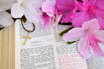 Cross and Bible, Mark 16 Easter background
