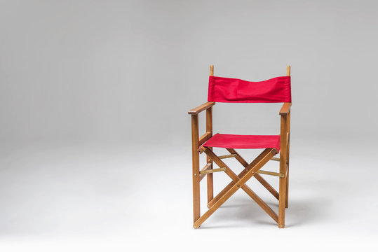 Red Film Director’s Chair On White Background