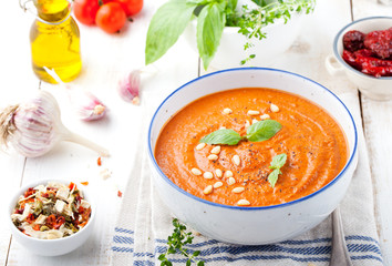 Tomato soup with sun dried tomatoes and olive oil 