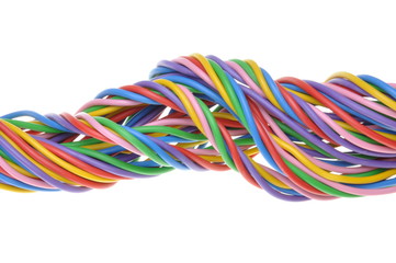 Electric cables isolated on white background