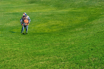 Lawn care. Cutting grass.