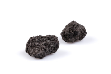 Volcanic stones on a white background