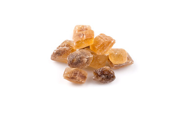 Brown caramelized lump cane sugar cube