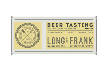 Fototapeta na wymiar Vintage color invitation card template. Logo of brewery.