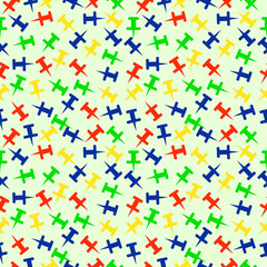 Seamless vector pattern. Background with elements of colorful pins over light backdrop