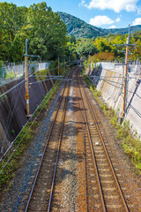 Fototapeta na wymiar top view of a railroad