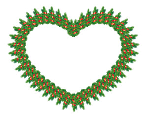 Holiday Christmas heart-shaped garland
